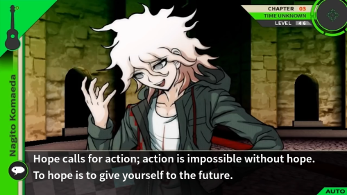 fakedrv3screenshots: Nagito: I say all this because hope is not like a lottery ticket you can sit on