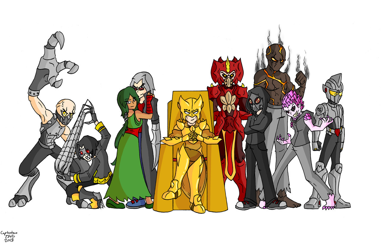 ocdevelopmentstuff: Roast my OC villain team please?Left to right: Bane, that one
