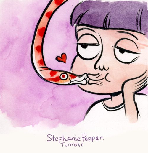 stephaniepepper:  inspired by this little jem (i wish i knew who drew this - please tell me if you know) snakes and their owners