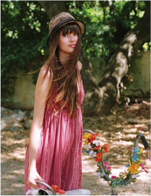 wazoombie:  Pretty Young Lady with Flowered Stingray Bicycle !