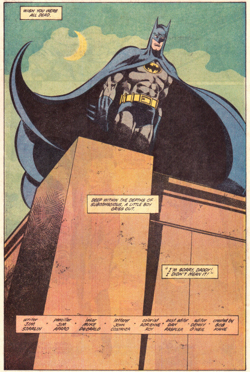 jthenr-comics-vault:  Final Page OfBatman #430 (February 1989)Art by Jim Aparo (Pencils) & Mike DeCarlo (Inks) Story by Jim Starlin 