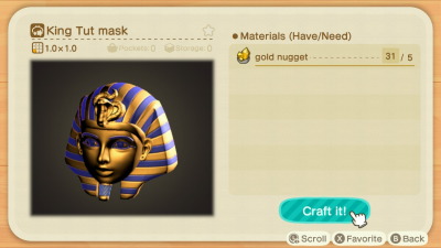 doubutsu-no-mori:Apparently you can craft a king tut mask and it’s still cursed