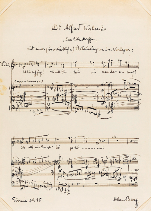 barcarole:Alban Berg’s autographed musical quotation from Lulu dedicated to Dr. Alfred Kalmis, his l