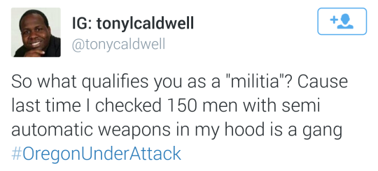 what happens when armed white men take over a federal building? you guessed it.