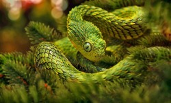 joey-wheeler-official: nurturing-nymph:   Atheris squamigera, common names:  green bush viper, variable bush viper, leaf viper and others, is a venomous viper species that can be found in West and central Africa: Ivory Coast and Ghana, eastward