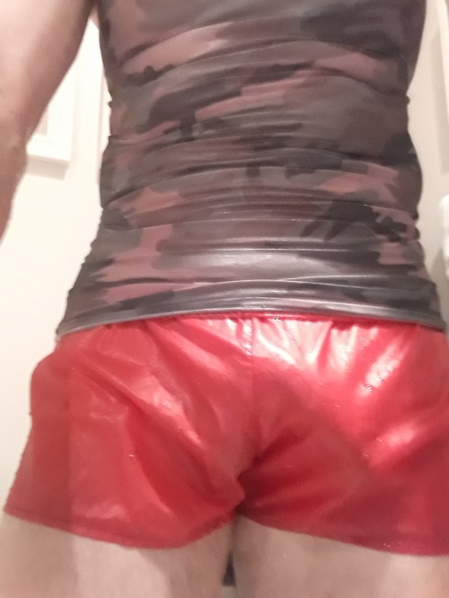 sportynylonguy: Bulging in my soaking wet footy shorts.