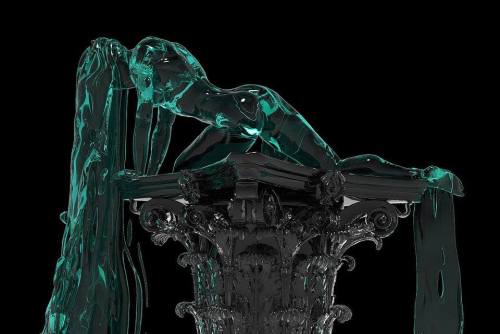 thedesigndome: Melting Glass Sculptures Of Drowning Female Figure Set On A Pedestal Artist Alexandra