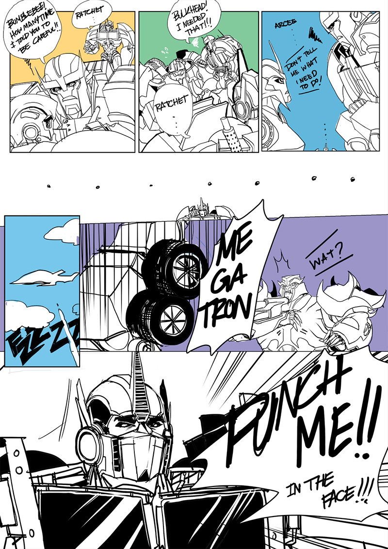 judusart:  Optimus want Ratchet attention. I plan to do a color comic but I didn’t