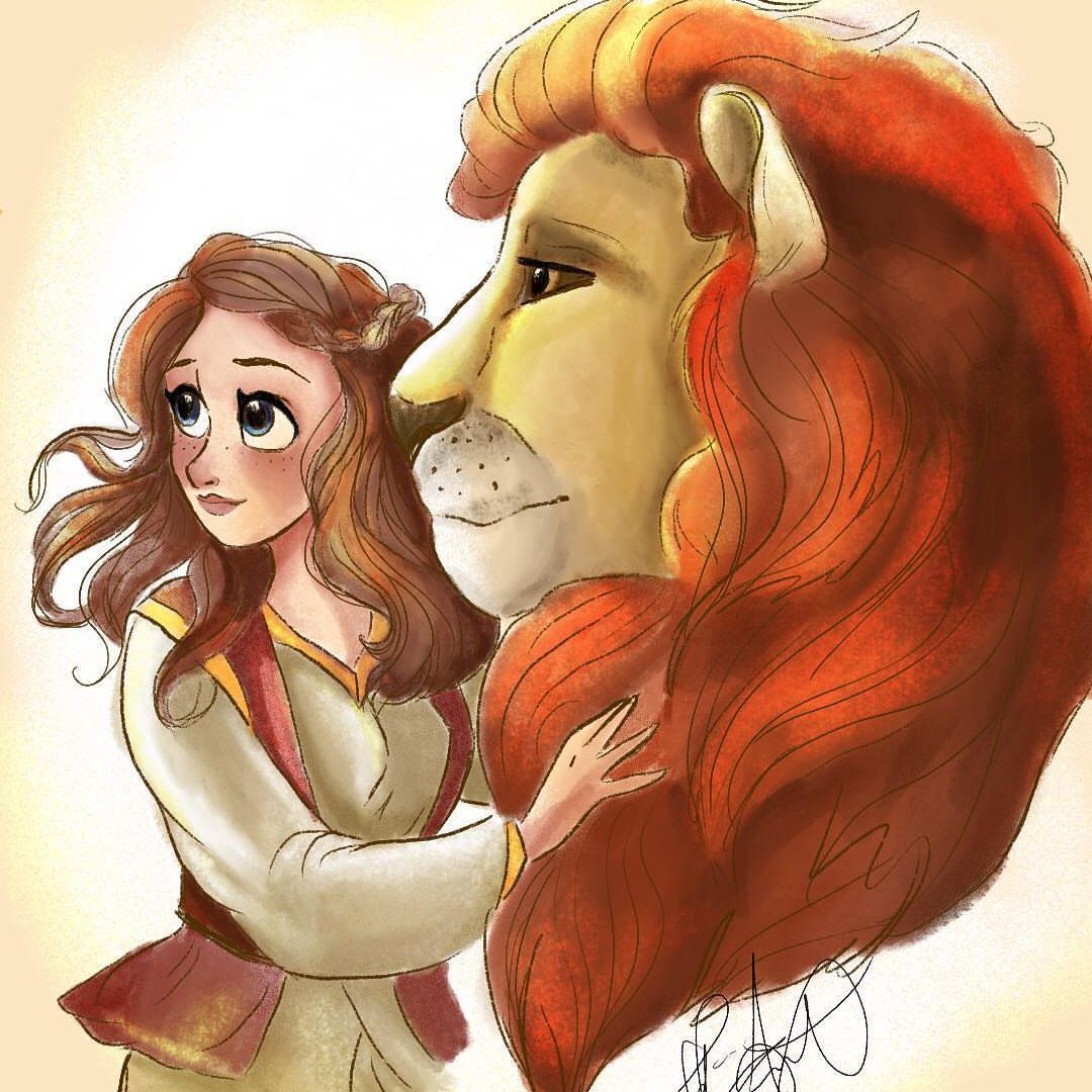 Lucy and Aslan by DarkRone on DeviantArt