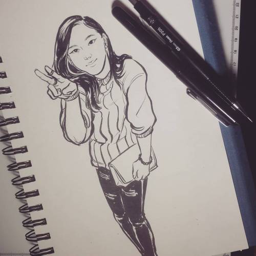 joodit: Day 10-21 of #inktober: A portrait of a fashionista @heeeunah (as per request)! (Sorry I lau