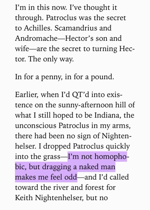 I’m reading a book called Ilium, by Dan Simmons. It has some interesting ideas, but… Christ. The wri