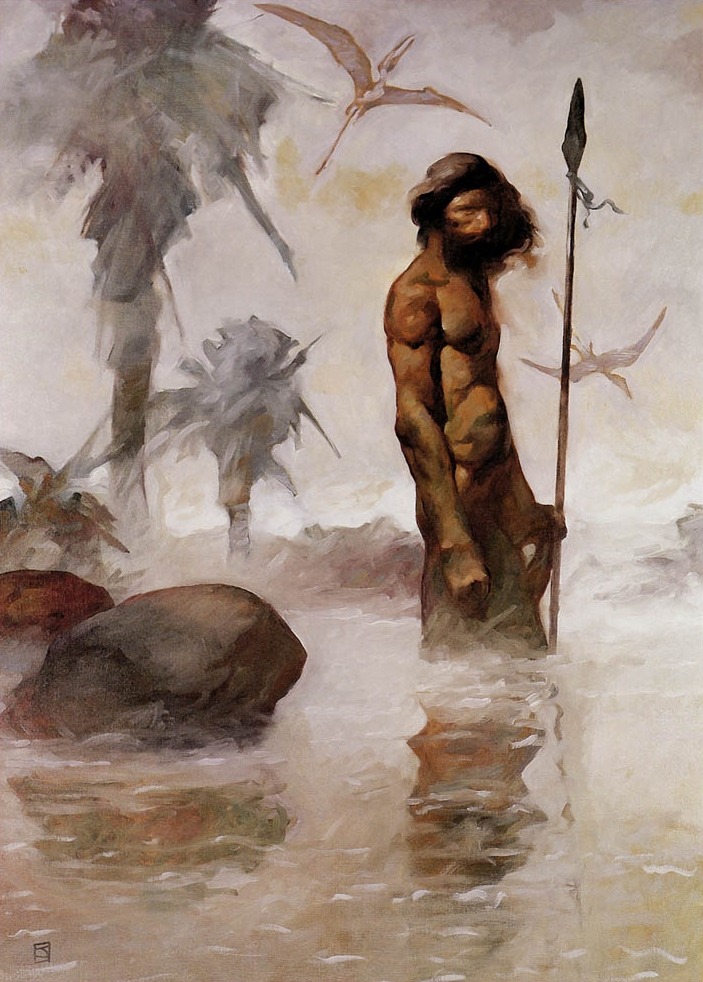  Jeffrey Jones, oil painting inspired by the Pellucidar series of adventure novels