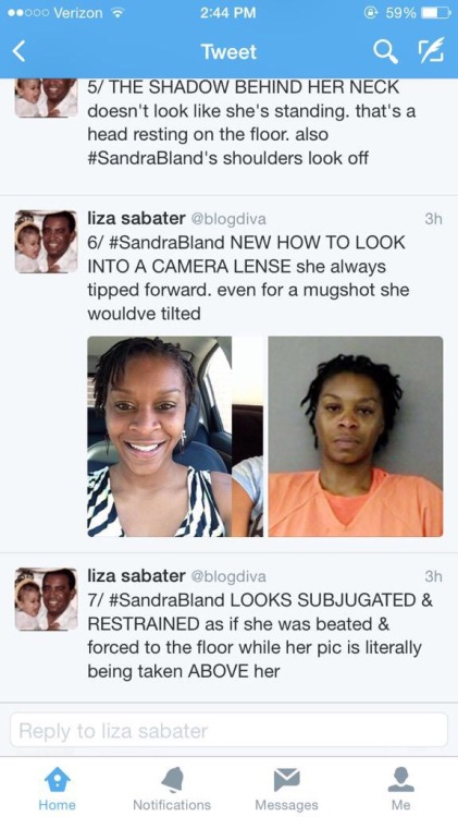 cishits:  ayoaprell:  gimmeallyoresidualz:  shinkoukei:  why is Sandra Bland lying down in her mugshot picture?? why is she already in a jumpsuit and why does she look so disoriented if not already dying? who thought that they’d be fooling anyone with