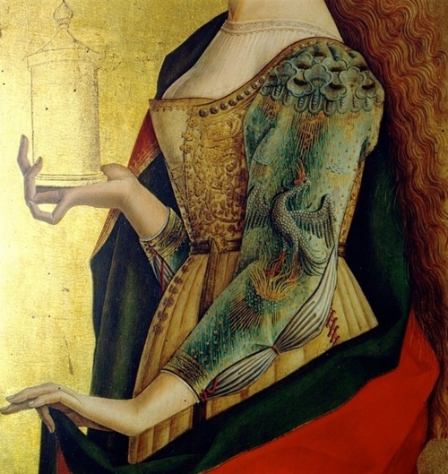 Carlo Crivelli1-2 Maria Magdalena (1480) and detail3. Detail of Mary Magdalene from the altar polypt