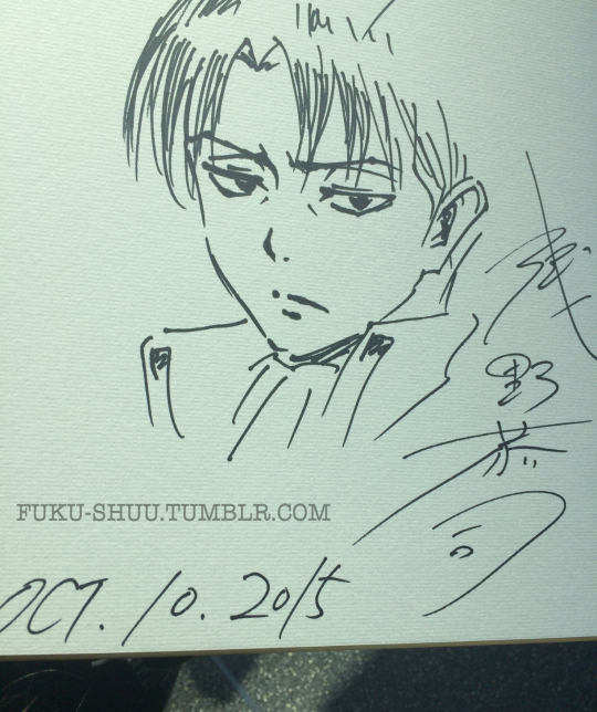 The best SnK “merchandise” I could’ve asked for :)Shingeki no Kyojin/Attack on Titan animation director Asano Kyoji drew me an original Levi at NYCC today (One of 10 sketches he created during the fan session). He was also kind enough to let me