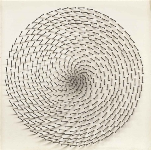 vjeranski:  Günther UeckerA-x Zero GardenMade of oil, kaolin and nails on canvas laid down on wood, 1966