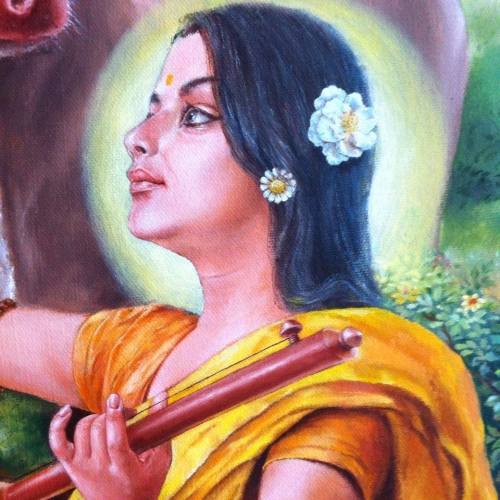 Mira Bhai, a vaishnava saint, paubha detail by Dinesh Shrestha, Nepal