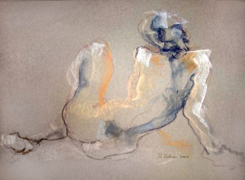 Raluca Vulcan (Romanian, b. 1967, Romania, based France) - Stéphanie Nude, 2006   Paintings: Pastels