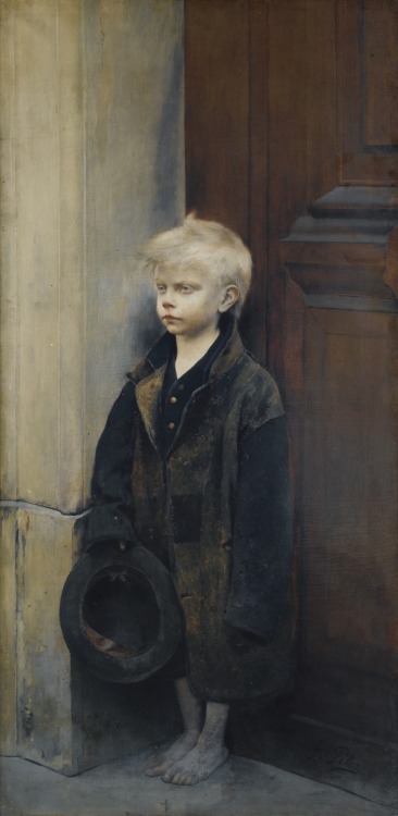 Petite misère ou mendiant au chapeau / Misery or little beggar. Oil on Canvas. 156.5 x 78.5 c
