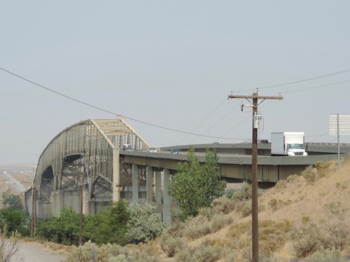 Interstate 82 Bridge Across the Columbia River looking toward Washington from the Oregon Side, Hermi