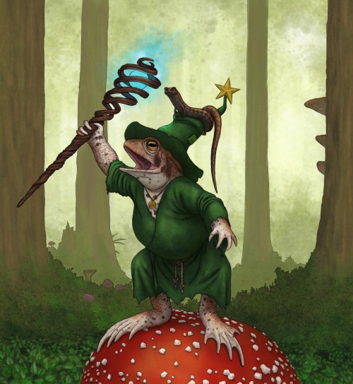 theflyingpimphat: Part of a birtday art trade on FA, depicting an American toad wizard/witch and the