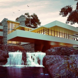 setdeco:FRANK LLOYD WRIGHT, Falling Water House, Pennsylvania, USA, 1935