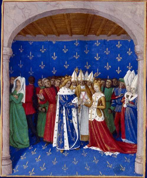 Marriage of Charles IV of France and Marie of Luxembourg from the Grandes Chroniques de France by  J