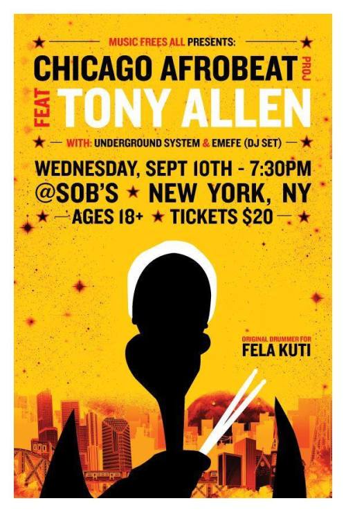 nnekbone:  Tony Allen performing live in NYC at SOBs! (via okayafrica​)