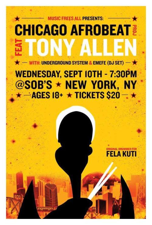 nnekbone:  Tony Allen performing live in NYC at SOBs! (via okayafrica​)