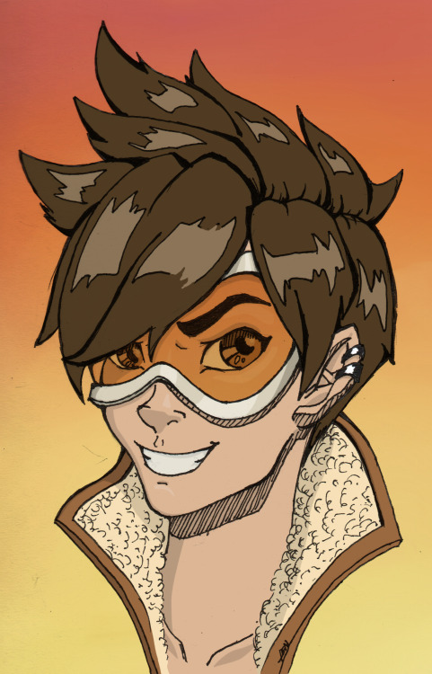 lenunarandano: Un humilde Fan Art de Tracer uno de los personajes más carismaticos de Overwatch el n