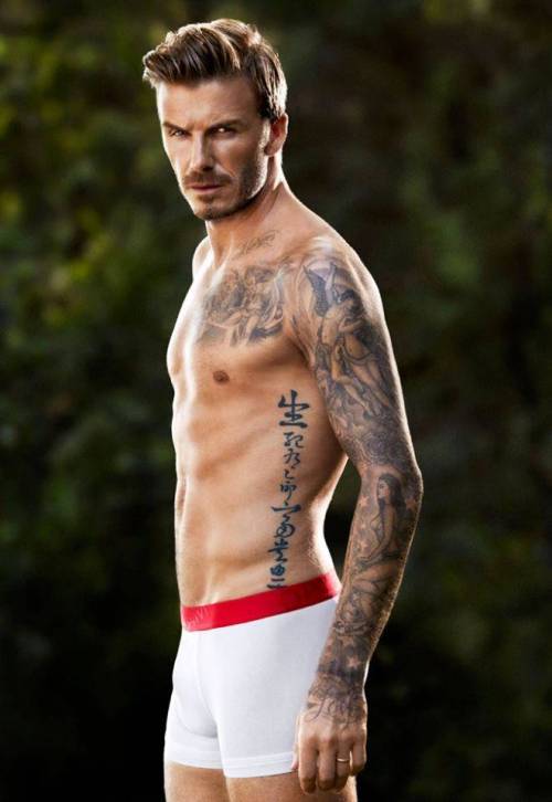 Celebritattoo — David Beckham · Running down David Beckham's left...