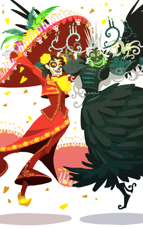 japhers:my friend requested a Xibalba to go with the La Muerte I drew a few days agowhat an adorable