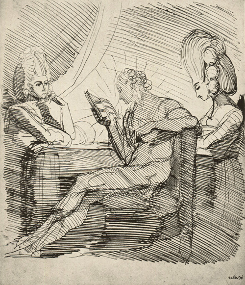 animus-inviolabilis:Fuseli reading to the Hess SistersJohn Henry Fuseli1778