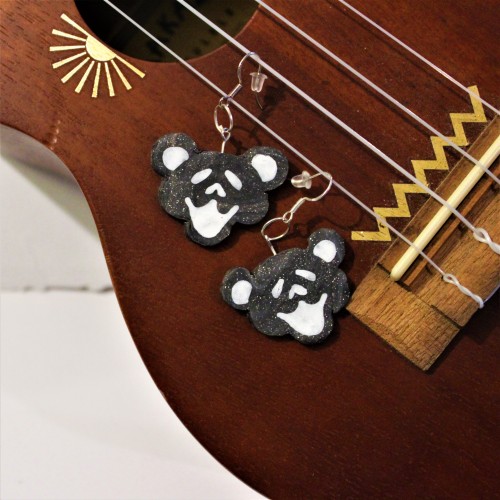 Handmade and painted Grateful Dead Dancing Bear Earrings available atetsy.com/shop/TerrapinPerspecti