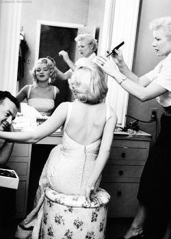 ourmarilynmonroe:  Marilyn Monroe in her How To Marry A Millionaire dressing room, 1953. 