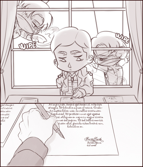 cherrymoyaya:      Don’t even dare Erwin Smith!! >:0 (Dedicates this to all my bbs on twitter coz every time I wanna be sad they don’t allow me to be sad! those little shits!! ♥♥♥) 