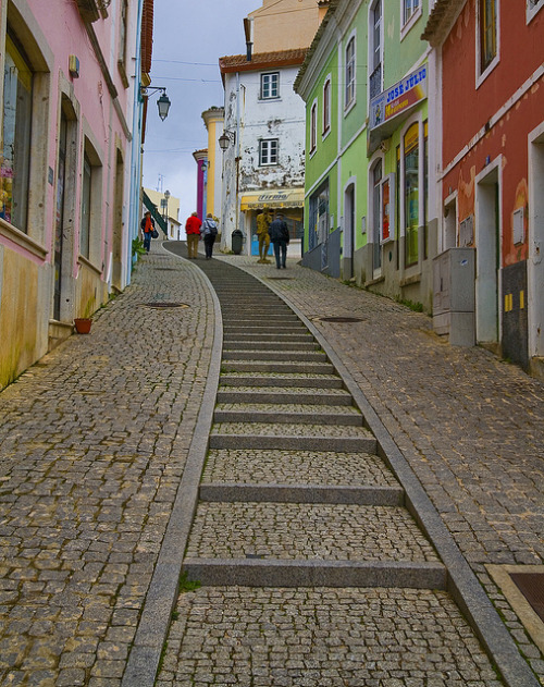 Colorful hill street in Monchique, Portugal (by steverichard).