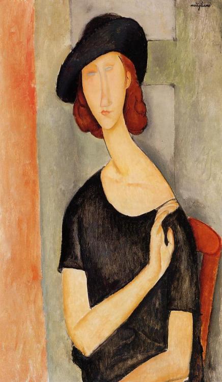 artist-modigliani: Jeanne Hebuterne in a Hat, 1919, Amedeo ModiglianiMedium: oil on canvas