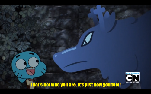 hootbird:  scottmustlive:  This was probably one of my favorite scenes from any cartoon ever. As someone who suffers from a chemical in-balance that alters my emotions it really hit home.  Really hits close.I love gumball. 