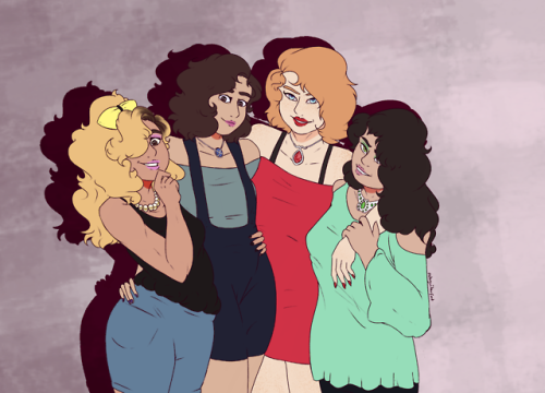 notaguitarfret:

“Veronica, how do you get away with having three girlfriends??”“I just say my girlfriend’s name is Heather and no one questions me any further.”decided to go ahead and draw something set in one of my aus. in this universe, they all date each other and everyone’s happy. also Chandler cut her hair short. 