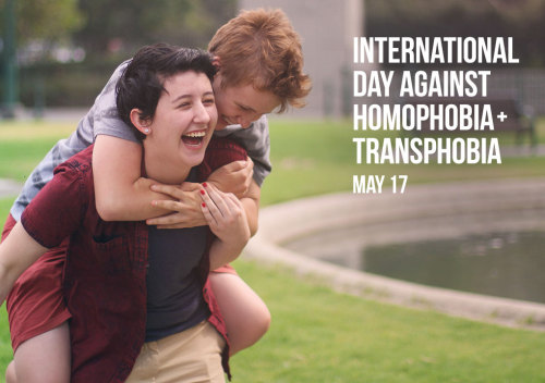 minus18:  Today is International Day Against Homophobia & Transphobia, a day to draw attention to and challenge the discrimination that LGBT people from all over the world face each and every day.Take a moment today to consider how you can combat
