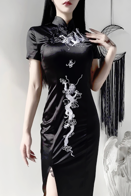 hanae-in-wonderland:☆ Short Sleeve Mandarin Collar Chinese Print Dress ☆