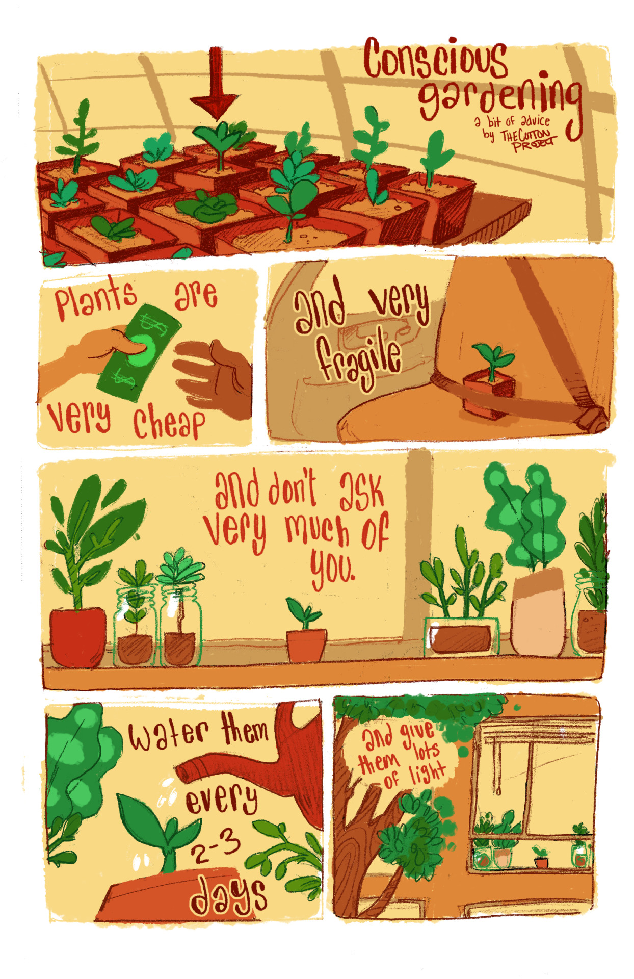 thecottonproject:  A quick little comic for class. (I am a plant witch.) 