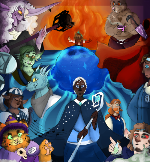 selkie-elf:[Image: A large illustration featuring the main arcs and characters of Taz:Balance in ord