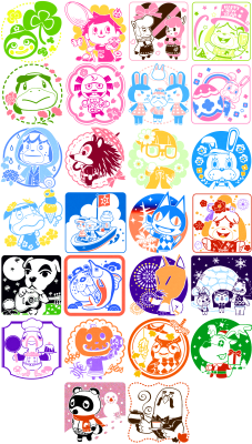 jinglefruit:  All of the Animal Crossing Amiibo Festival completed board stamps. 