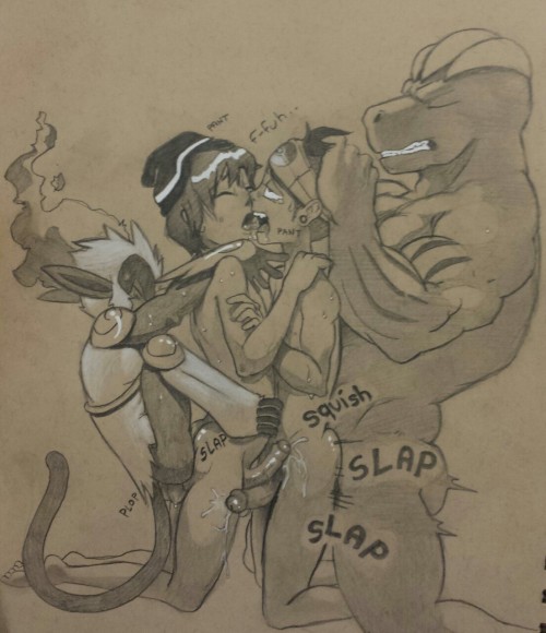 sir-tushington:  Boys play rough, even more so when they add pokemon to the mix. Maybe these trainers will learn their lessons.