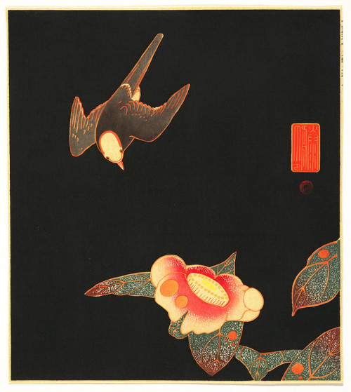 digitalpaintingarchive: “Parrot on the Branch of a Flowering Rose Bush” by Itō Jakuchū, 