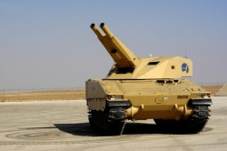militaryarmament:  A CV90 with the AMOS system