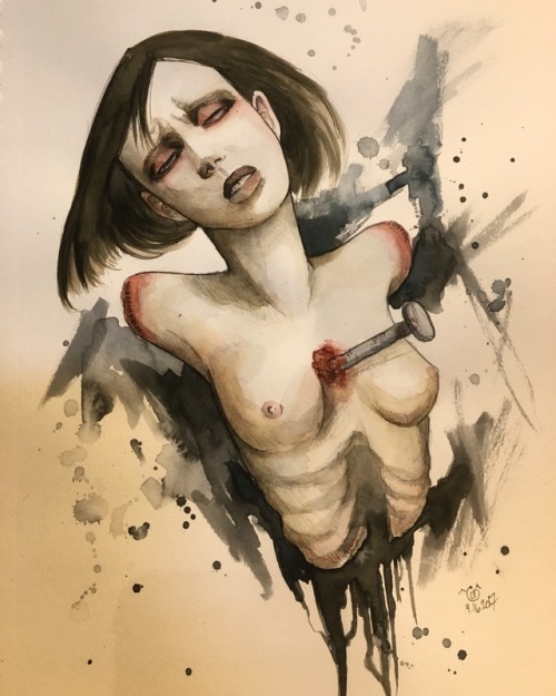 “Agony” Watercolor/graphite in my sketchbook