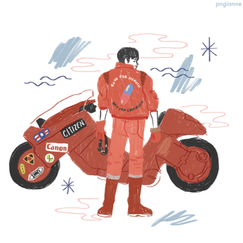 pngianne: Shotaro Kaneda w his signature bike n jacket from my fav animated movie, Akira! if u haven